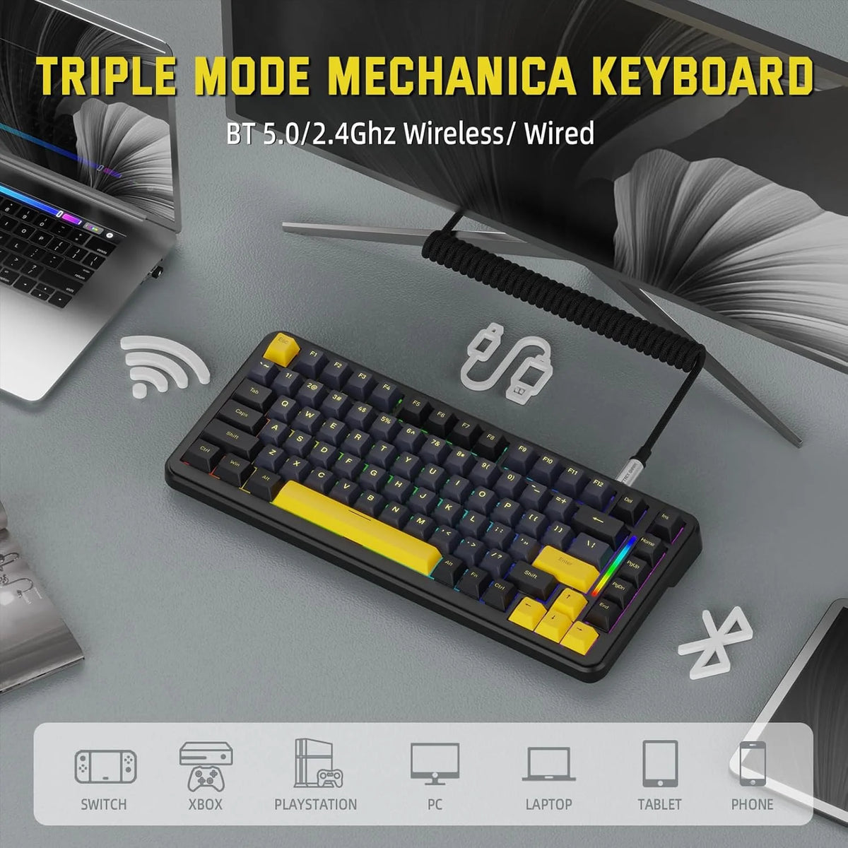 Attack Shark M86 Tri-mode Gasket Mechanical Keyboard Moonlight Night Blueberry