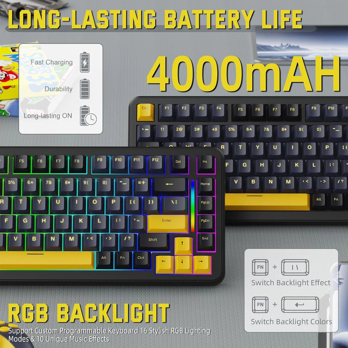 Attack Shark M86 Tri-mode Gasket Mechanical Keyboard Moonlight Night Blueberry