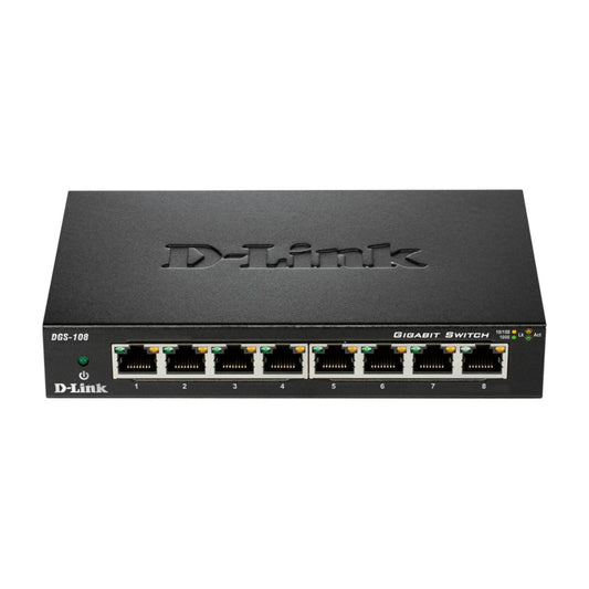 D-Link DGS-108 8-Port 10/100/1000 Unmanaged Gigabit Switch Plug-and-play