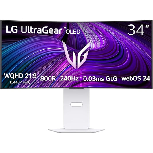 LG UltraGear – 34” WQHD Curved OLED (240Hz) White- Gaming Monito