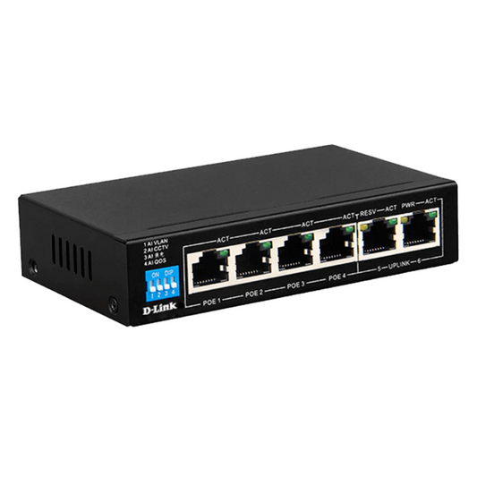 D-Link DGS-F1006P-E 6-Port 10/100/1000 Switch with 4 PoE Ports 6 Port