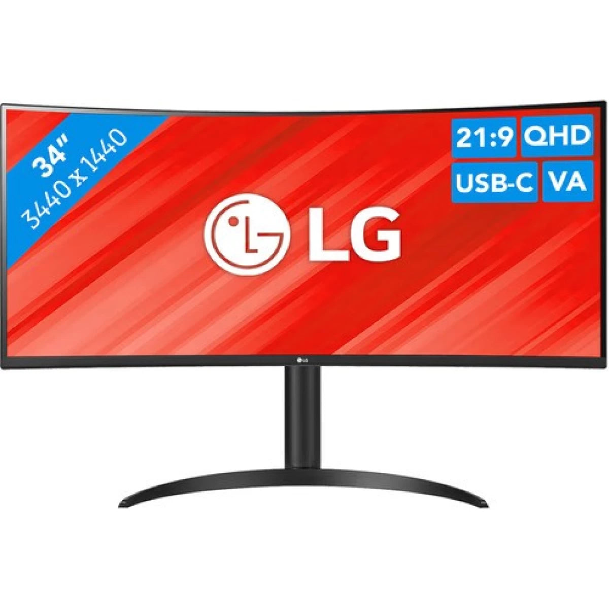 LG 34WR55QC-B 34" Curved Ultrawide 2K Free Sync Height Adjustable Stand