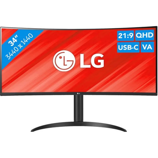 LG 34WR55QC-B 34" Curved Ultrawide 2K Free Sync Height Adjustable Stand