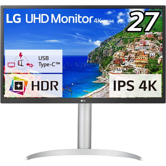 LG 27UP550N-W 27" IPS 4K Adjustable Stand USB Type-C HDMI x2&Display
