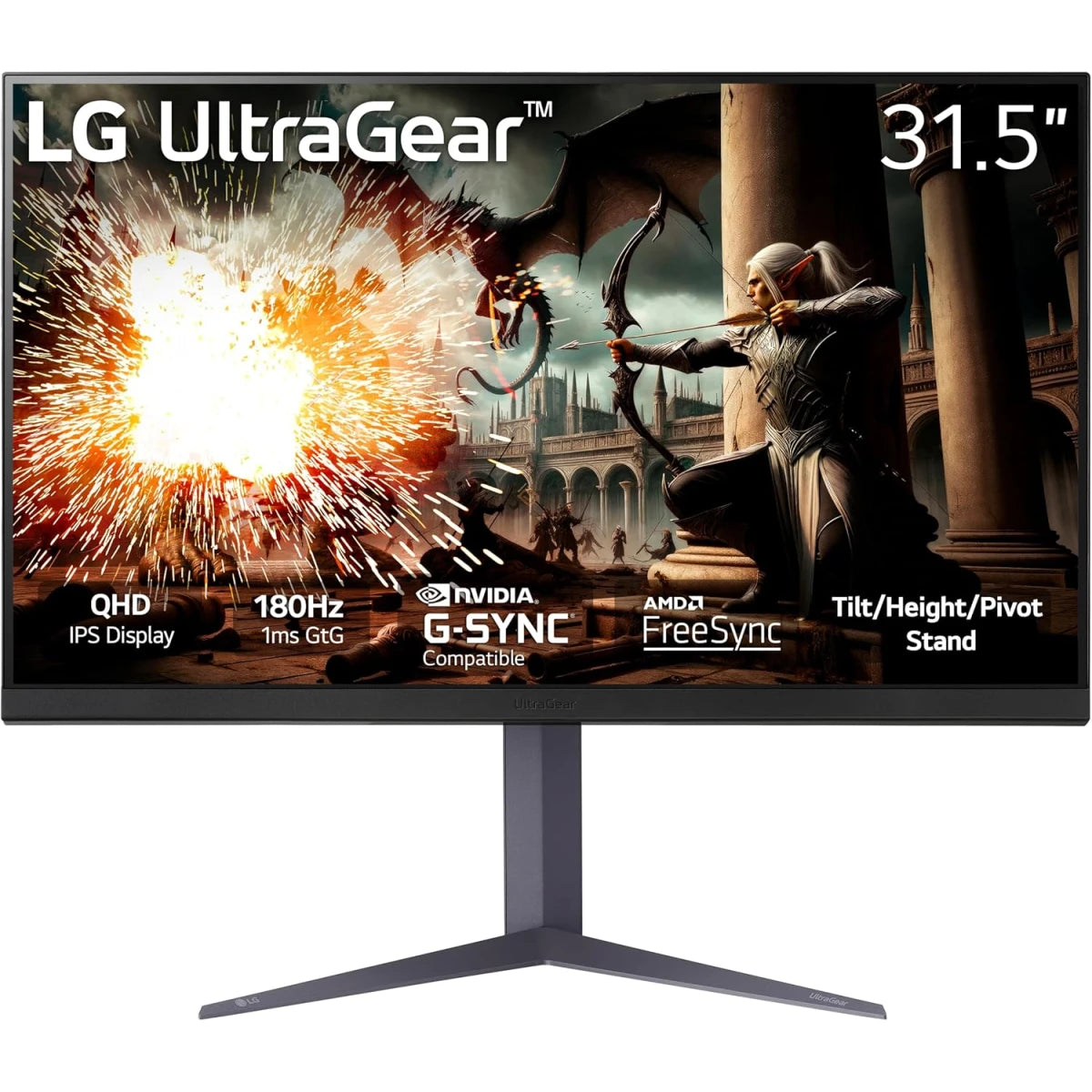 LG 32GS75Q UltraGear 32" IPS 2K 180Hz -SYNC® Adjustable Stand -Black