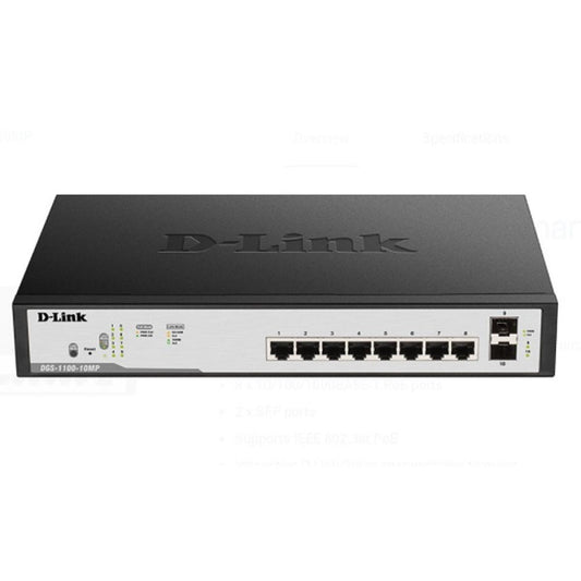 D-Link DGS-F1100-10PS-E/B 8 Port PoE Gigabit Smart Managed Switch  96W
