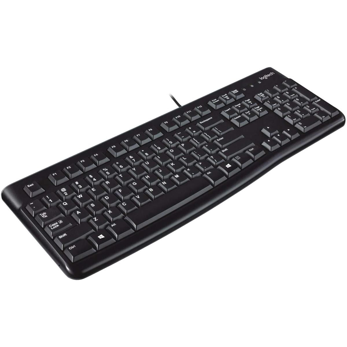 Logitech K120 Wired USB Keyboard Spill-Resistant with Quiet Typing - Black