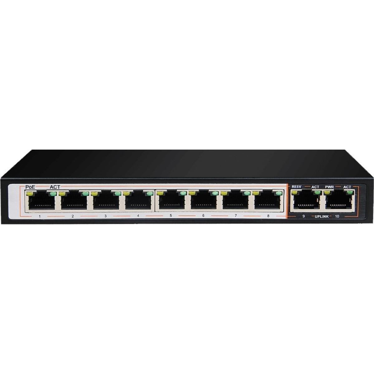 D-Link DGS-F1010P-E 8GE PoE+ 2GE Uplink 250m PoE Switch-EU Plug 10ports