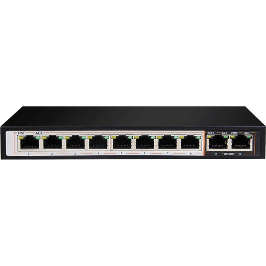 D-Link DGS-F1010P-E 8GE PoE+ 2GE Uplink 250m PoE Switch-EU Plug 10ports