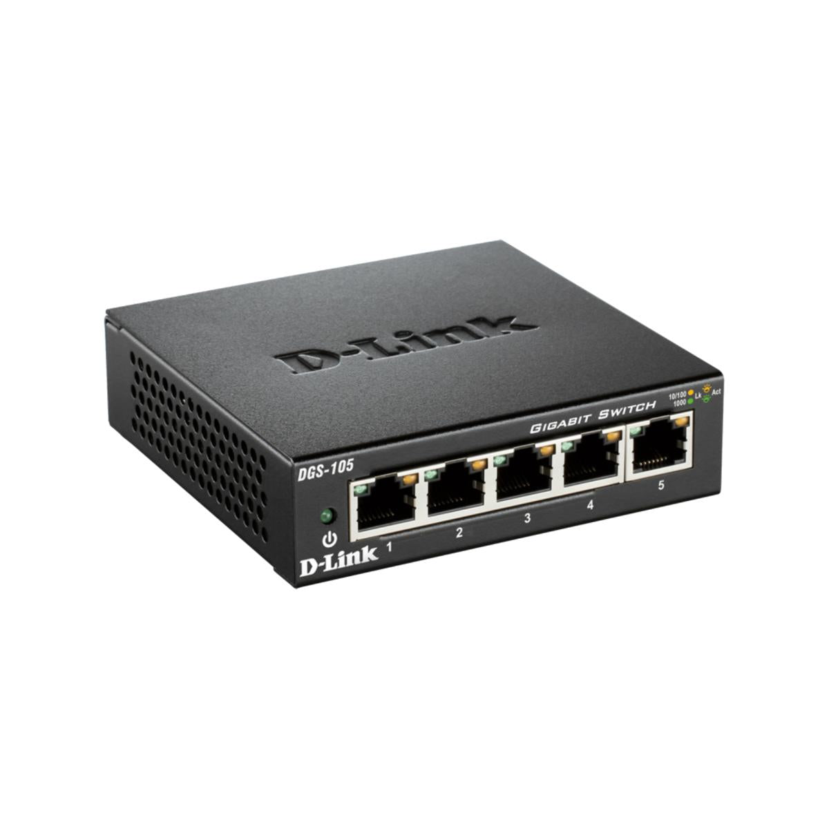 D-Link DGS-105/B 5-port 10/100/1000 Unmanaged Gigabit Switch Plug-and-play