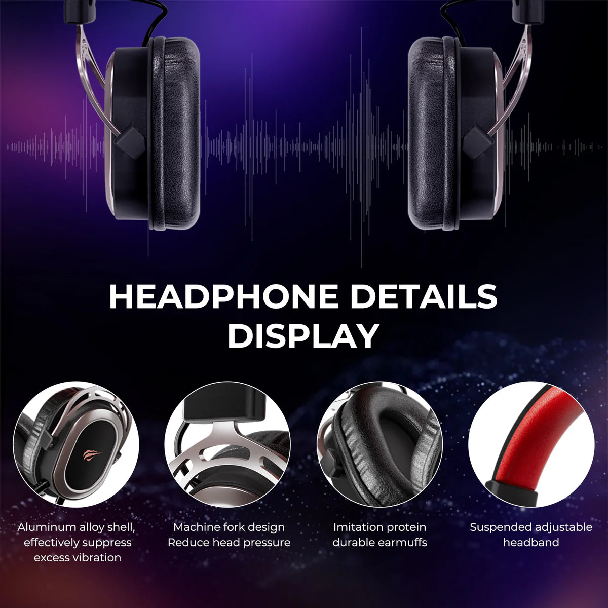 HAVIT H2008D Wired Gaming Headphones Detachable MIC 3.5mm Plug 50mm