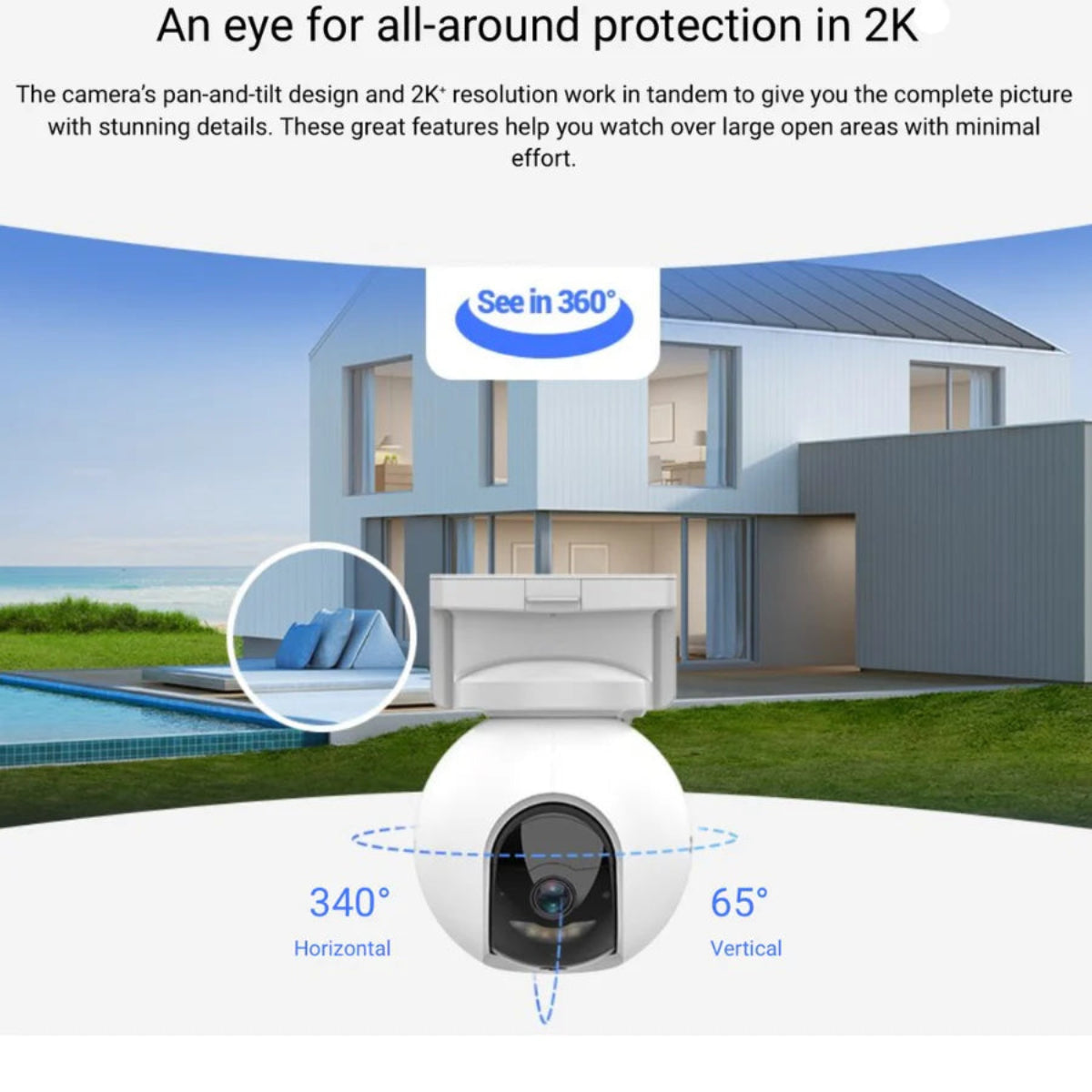 Ezviz (2K+-4MP) PT Battery-Powered Pan &Tilt Wi-Fi Camera with Solar Panel