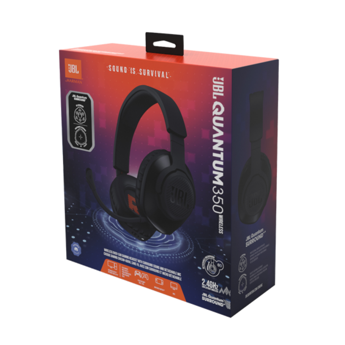 JBL Quantum 350 Wireless PC gaming headset with detachable boom mic
