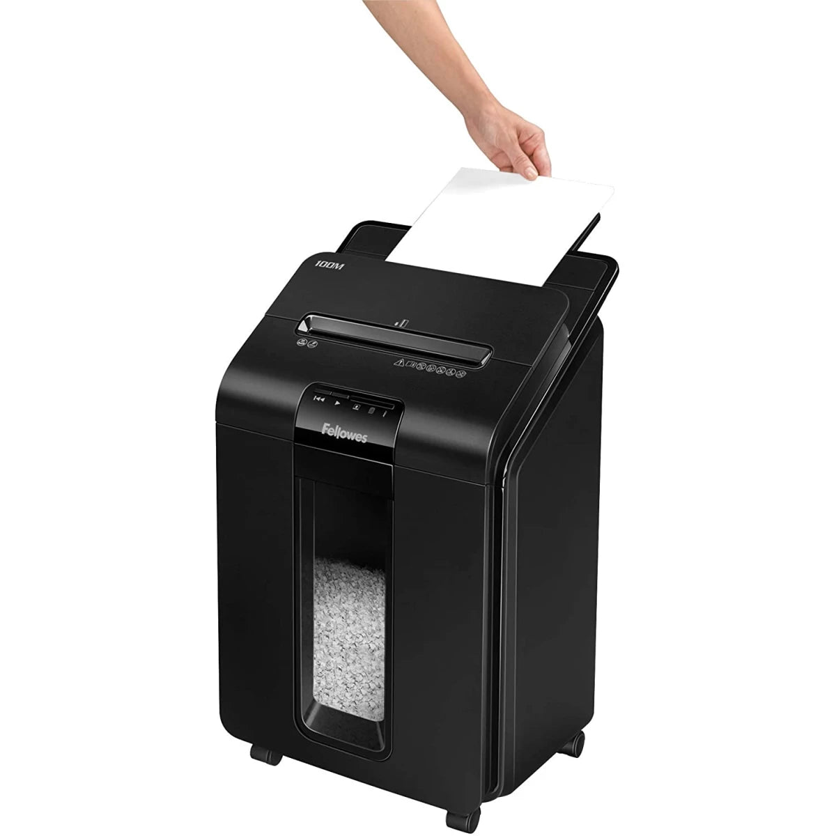 Fellowes AutoMax™ 100M Mini-Cut Shredder 100-Sheet Auto Feed& 10-Sheet Manual Security