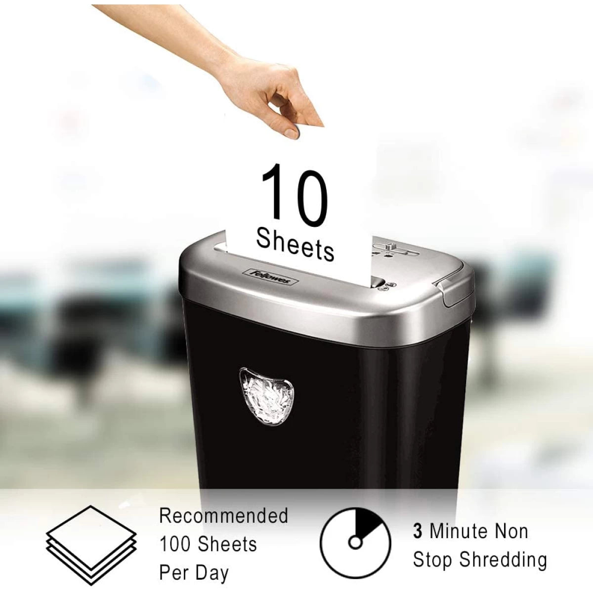Fellowes Powershred 53C 10 Sheet Cross Cut Paper Shredder w/ SafeSense