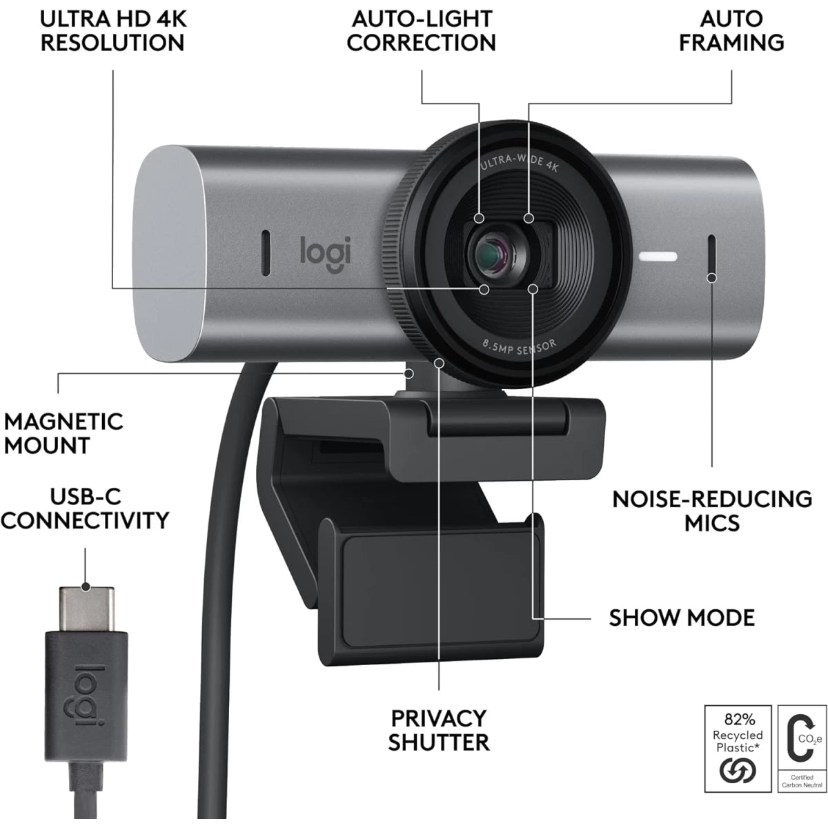 Logitech MX Brio Ultra HD 4K Streaming Webcam 1080p - Graphite