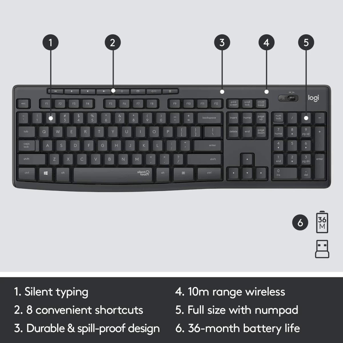 Logitech MK295 Wireless Mouse & Keyboard w/ Silent Touch Technology- Black