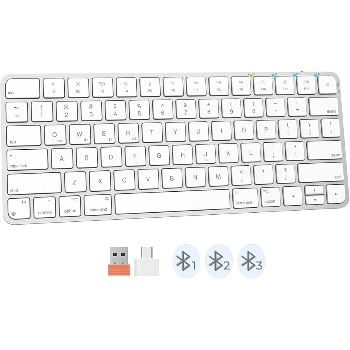 Meetion K210 ikey 2.4G Wireless & Bluetooth Ultra -thin Keyboard-Black-White