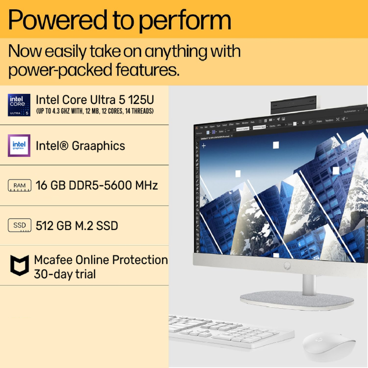 HP All-in-One AIO 24-cr1006ne PC Intel Core™ Ultra 5 125U(16 DDR5/512 SSSD)