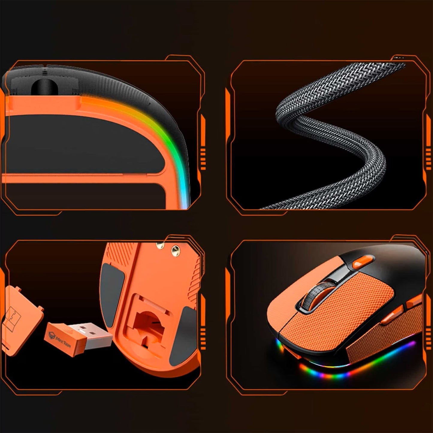 Meetion GW38 Gaming Mouse, Tri-Mode, with Magnetic Charging Dock, 8000DPI