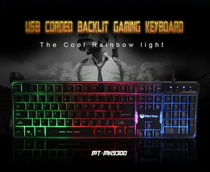 Meetion MT-K9300 Gaming Keyboard, Colorful Rainbow Backlit, USB Braided Cable