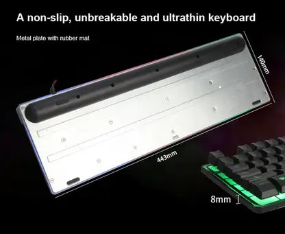 Meetion MT-K9300 Gaming Keyboard, Colorful Rainbow Backlit, USB Braided Cable