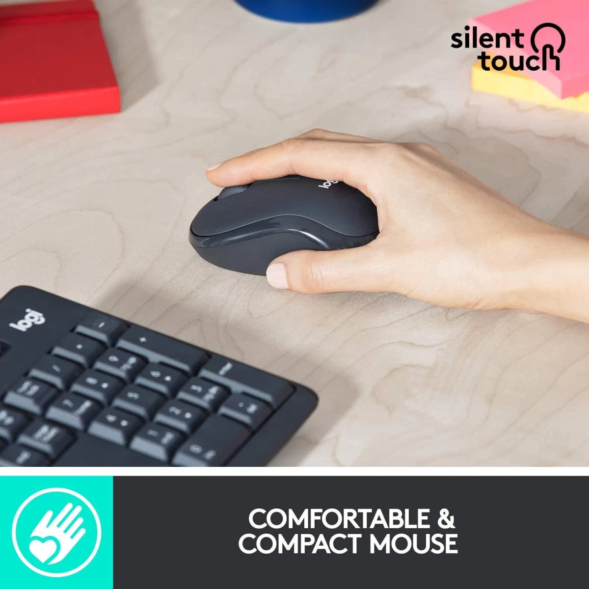 Logitech MK295 Wireless Mouse & Keyboard w/ Silent Touch Technology- Black
