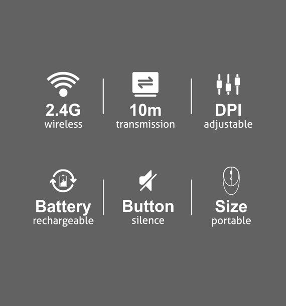 MeeTion MT-R600 2.4ghz Rechargeable, 4Buttons , Silent Wireless Mouse up to 10m