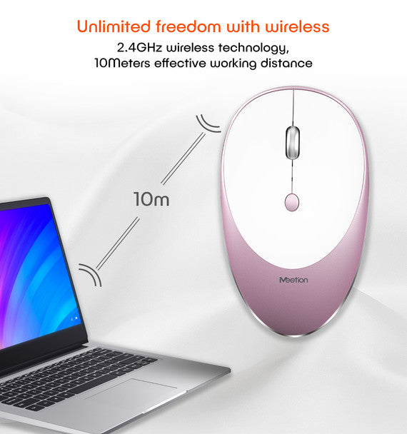 MeeTion MT-R600 2.4ghz Rechargeable, 4Buttons , Silent Wireless Mouse up to 10m