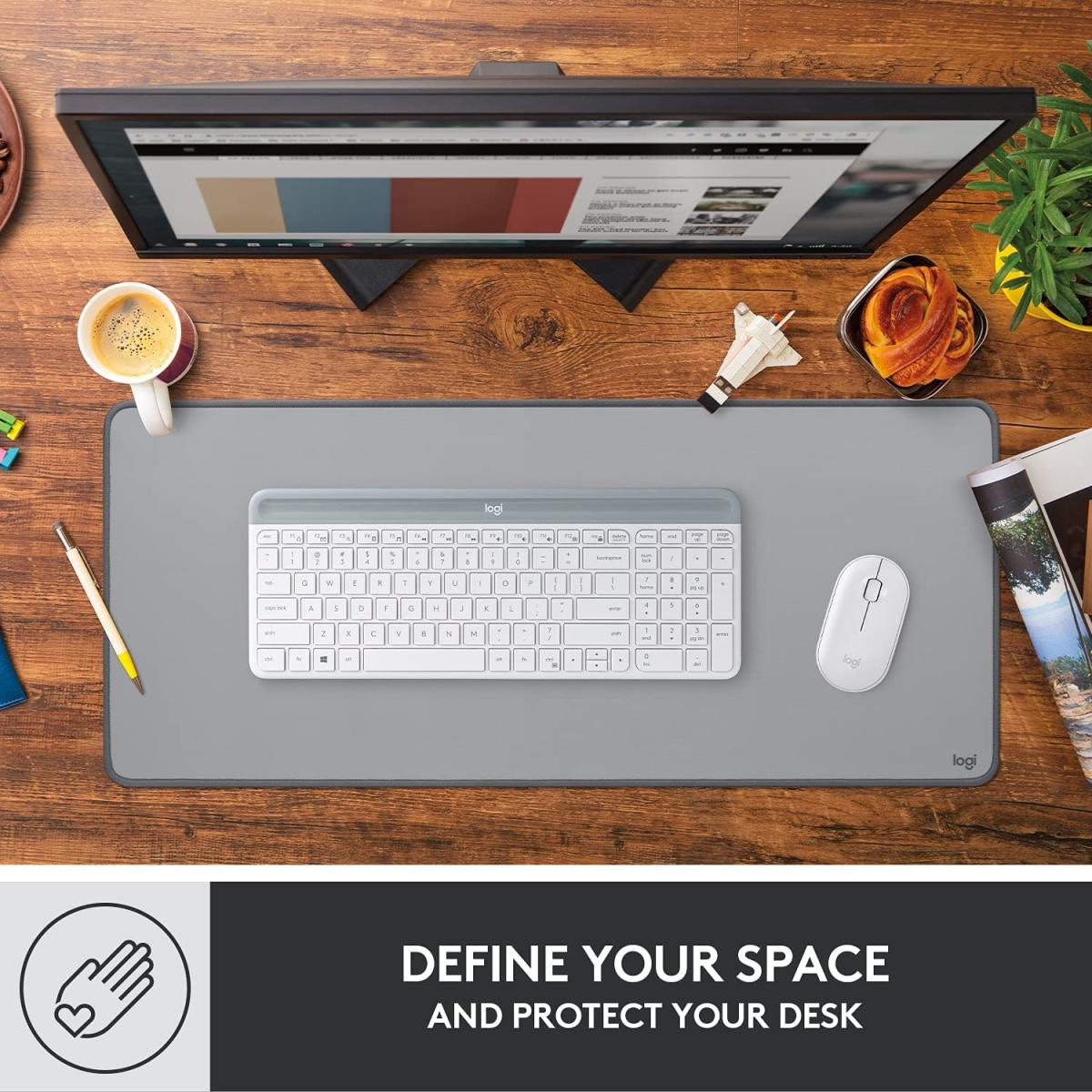 Logitech PadStudio Series Mouse Mat with Anti-Slip Rubber Base Durable Mid-Grey Logitech PadStudio Series Mouse Mat with Anti-Slip Rubber Base Durable Mid-Grey