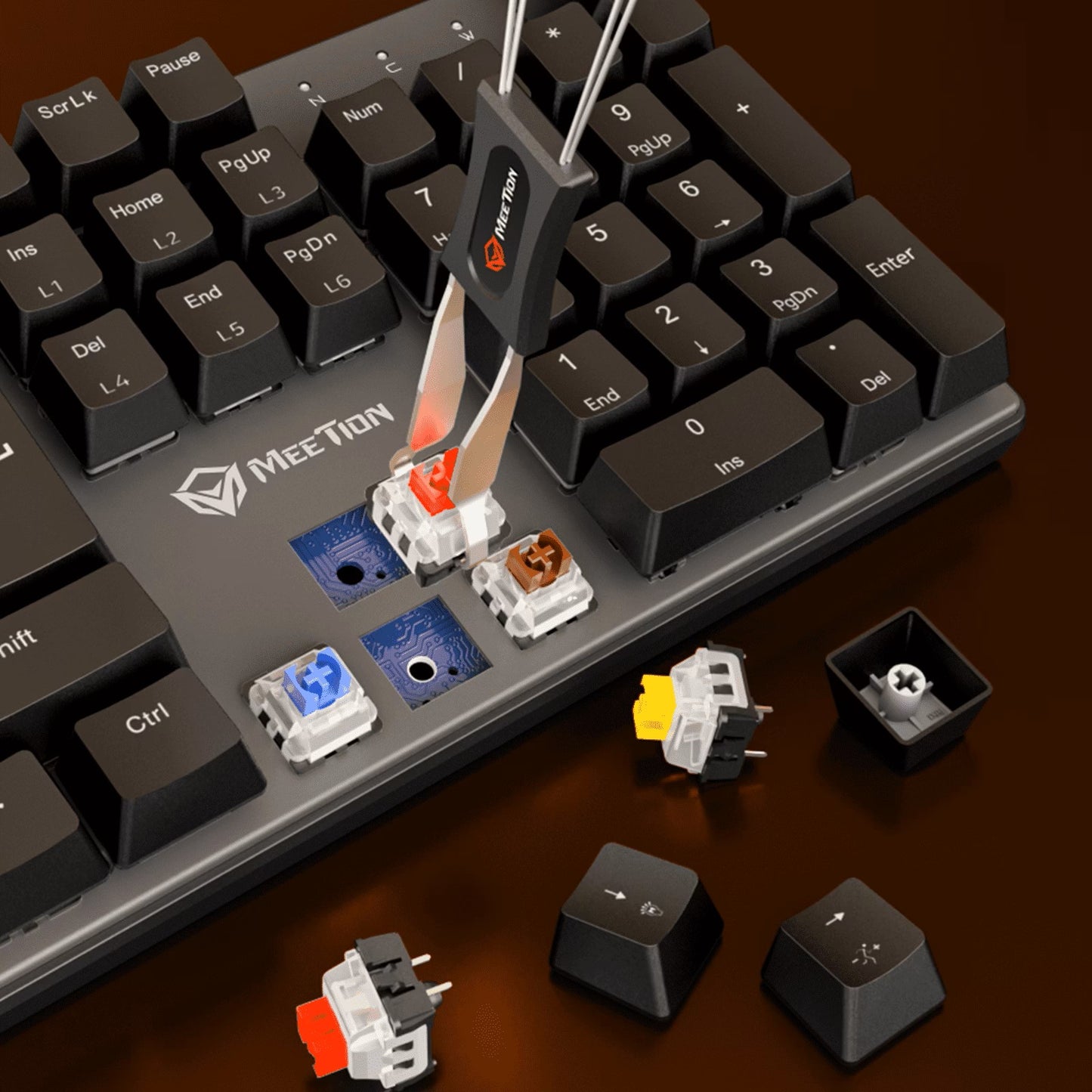 Meetion MT- MK009 Pro Hot-Swap Mechanical Gaming Keyboard, Red Switch, RGB