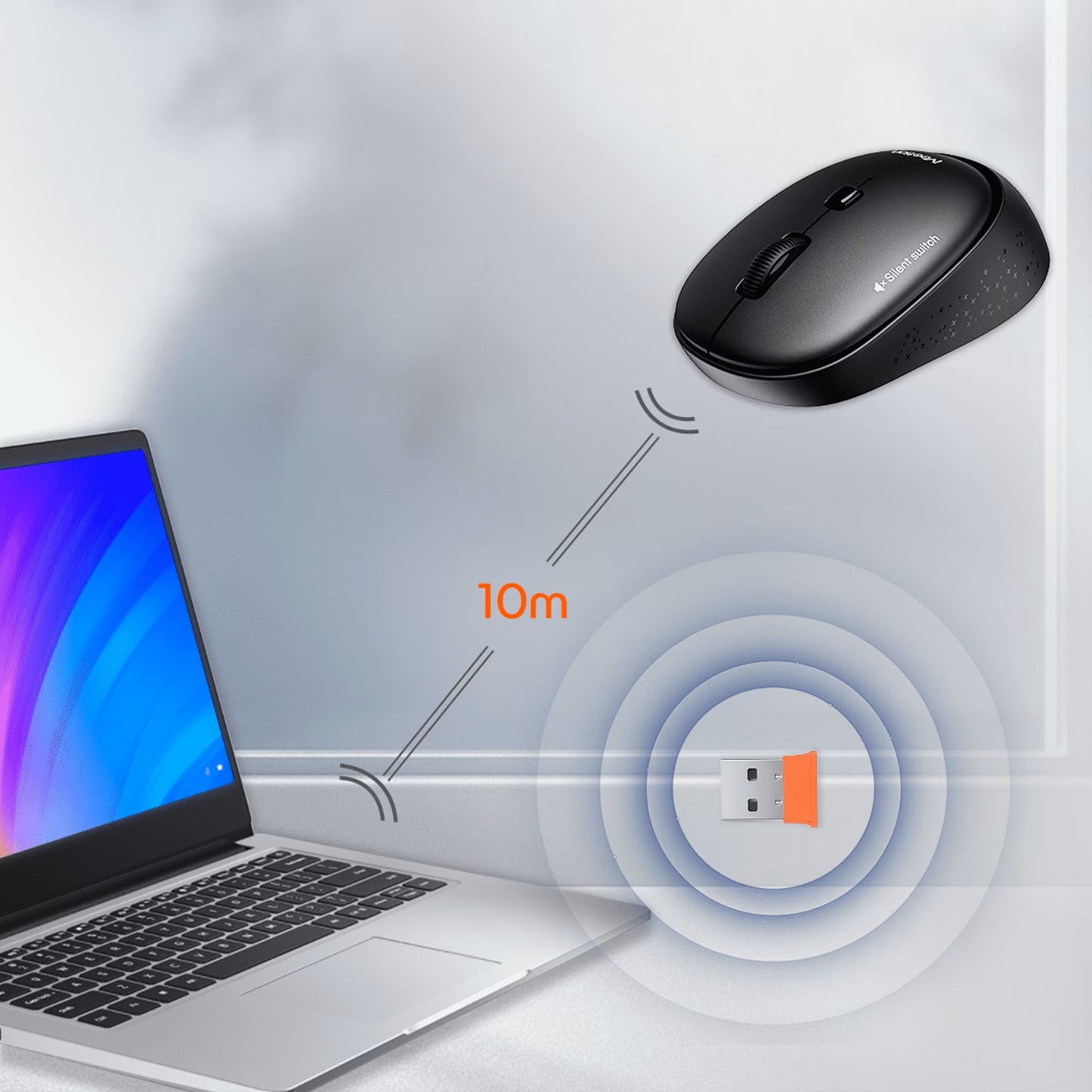 MeeTion R571 2.4ghz Wireless Office Mouse up to 10m, Responsive 1600DPI, Silent