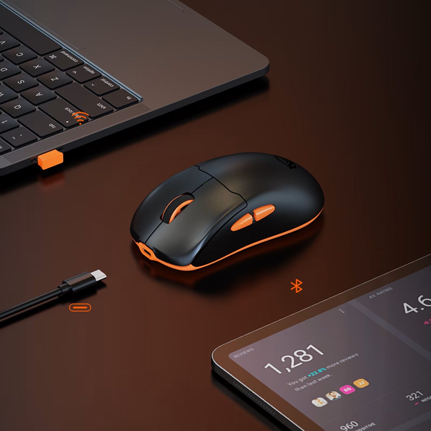 Meetion Air GW39 Gaming Mouse, Tri-Mode, with Magnetic Charging Dock, 26000DPI