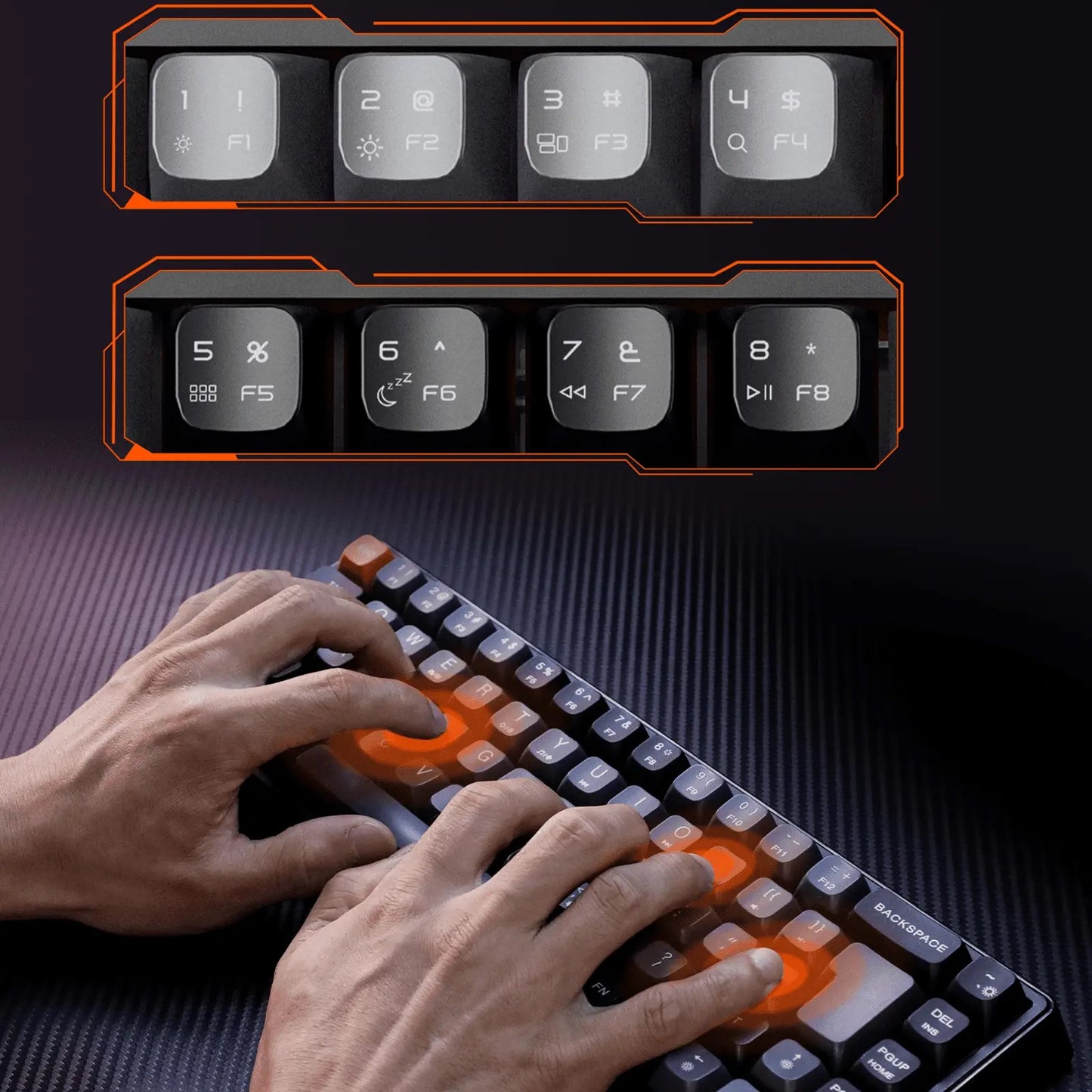 Meetion MT-MK12 Tri Mode Mechanical 65% Gaming Keyboard, Hot-Swap, RGB