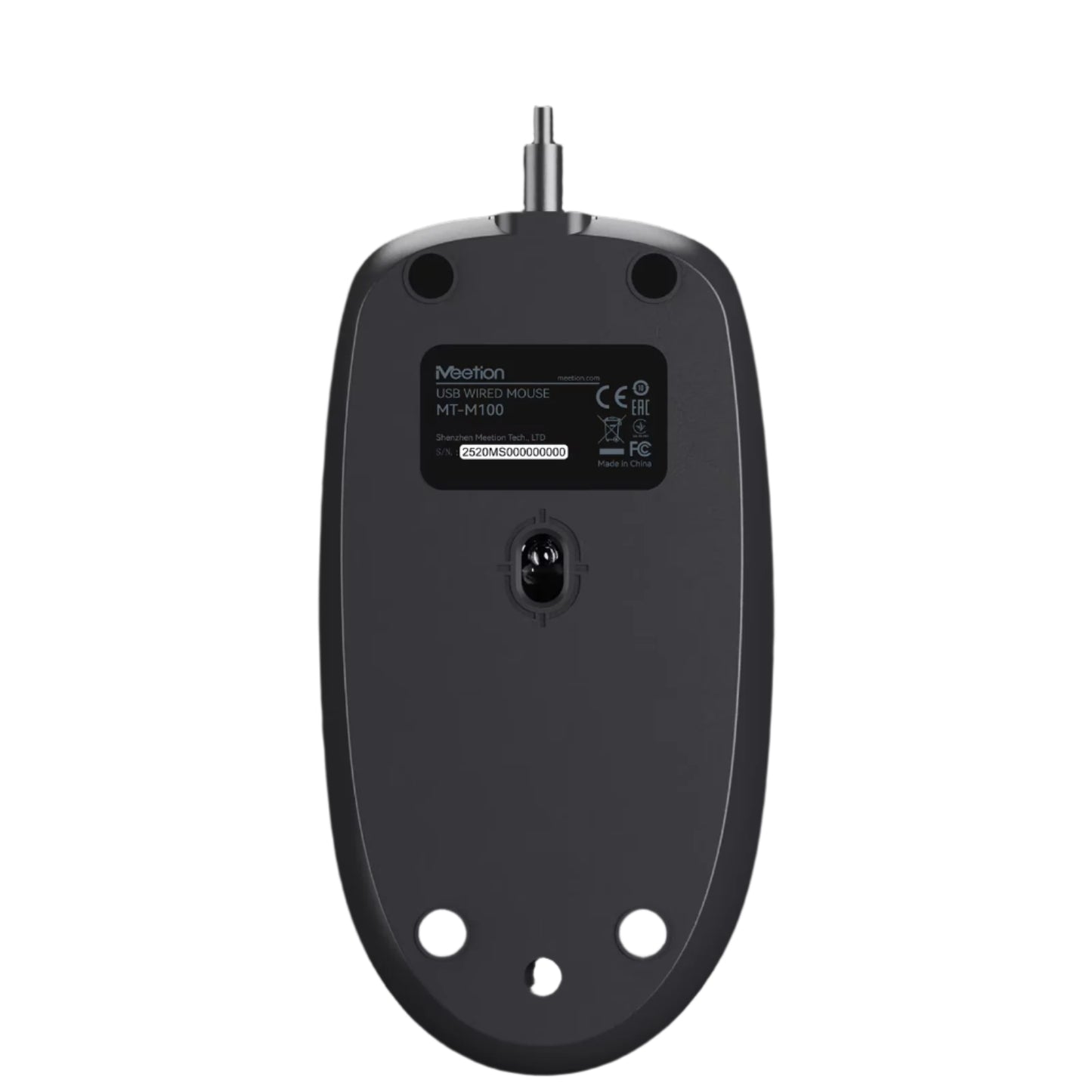 MeeTion MT-M100 USB Wired Mouse, Resolution 1200DPI, Keys: 2+1 (Wheel), Black