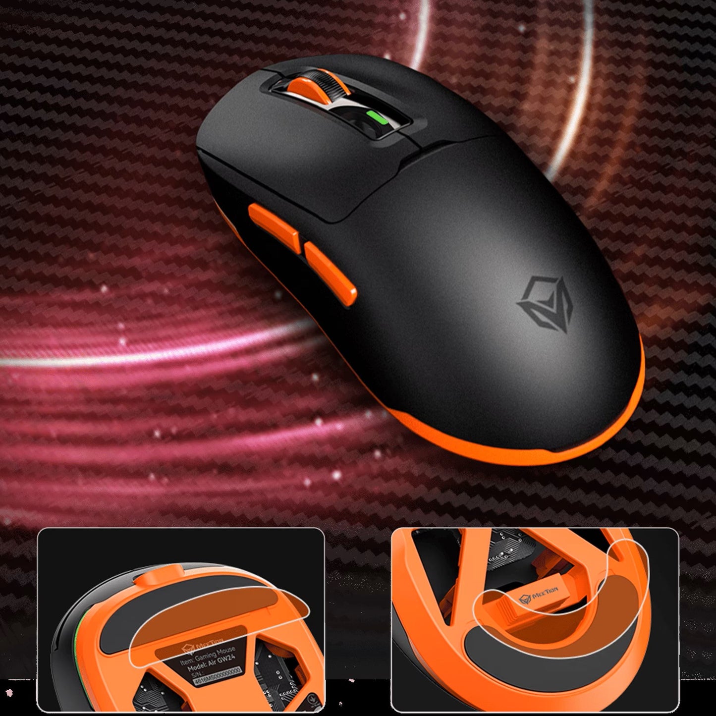 Meetion Air GW24 Gaming Mouse, 2.4GHz Wireless, Bluetooth, Wired, 8000DPI