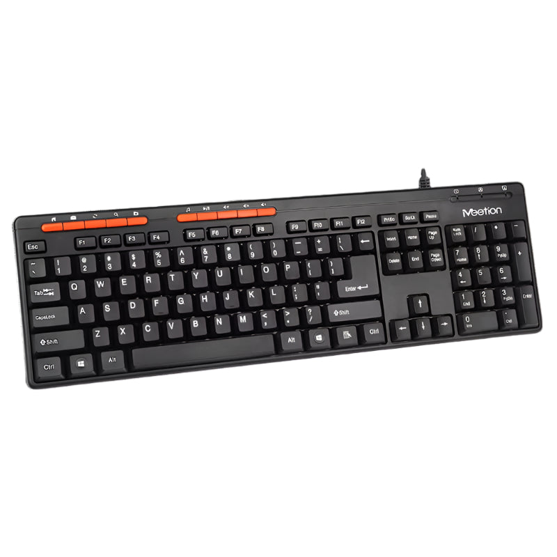 Meetion MT-K600M Wired USB Multimedia Keyboard, Ergonomic & Waterproof design