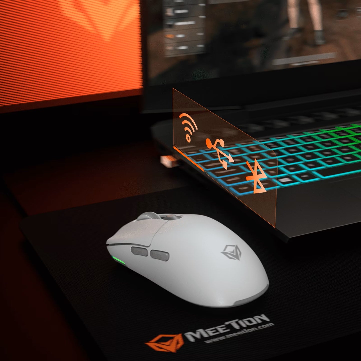 Meetion Air GW33 Gaming Mouse, 2.4GHz Wireless, Bluetooth, Wired, 10000DPI