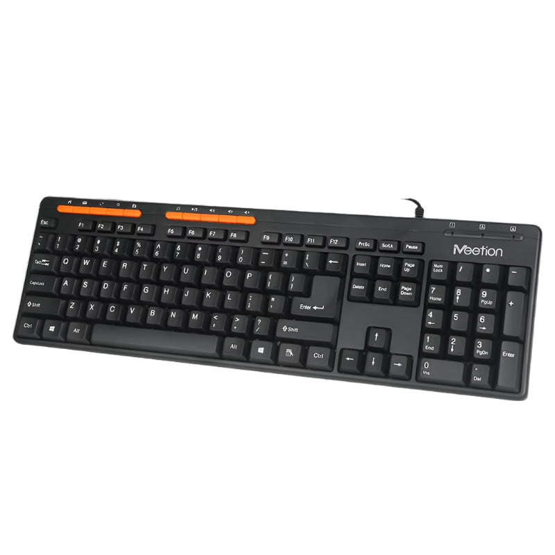 Meetion MT-K600M Wired USB Multimedia Keyboard, Ergonomic & Waterproof design