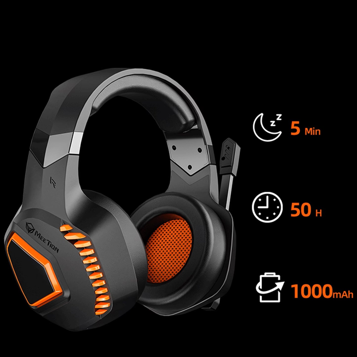 Meetion MT-BTH014 Tri-Mode Gaming Headset, Surround Sound, Long Battery Life