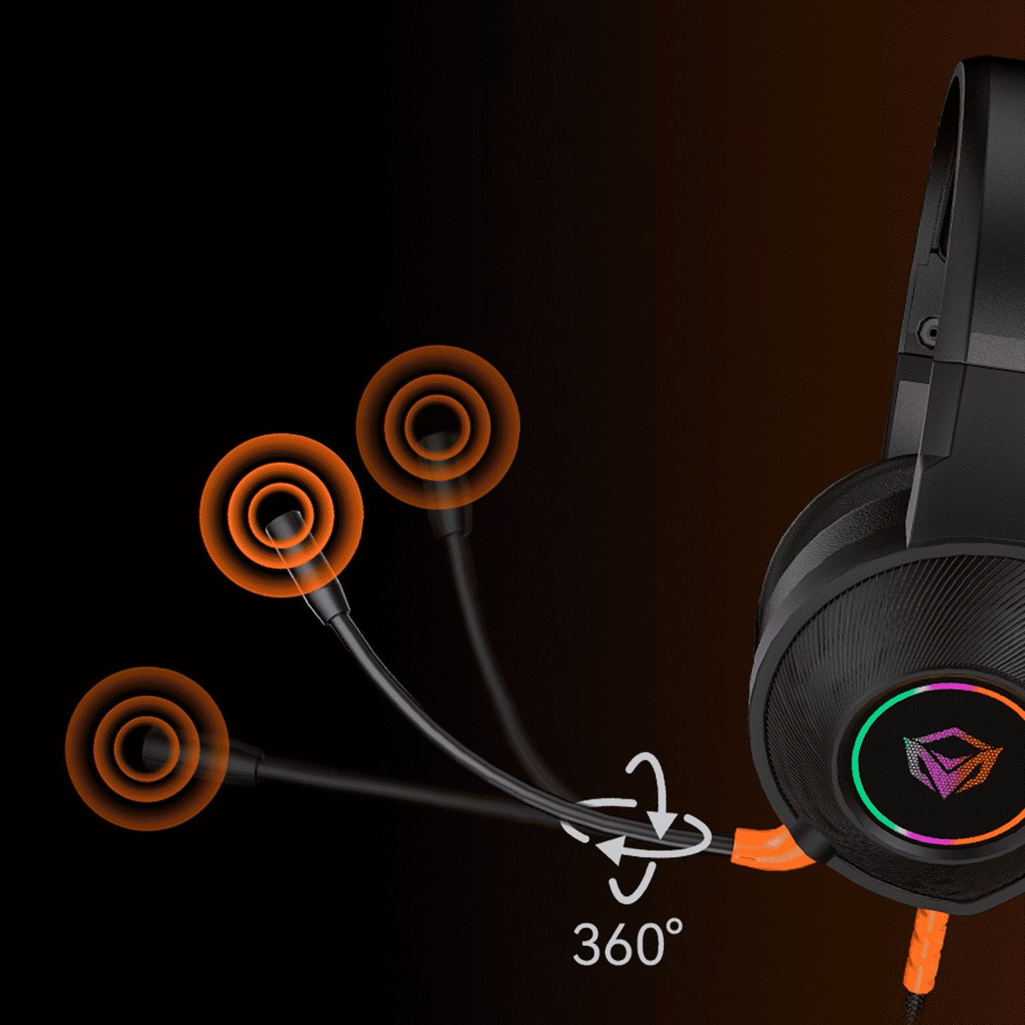 Meetion MT-HP012 Virtual 7.1 Surround Sound USB Gaming Headset, RGB, 3D Sound