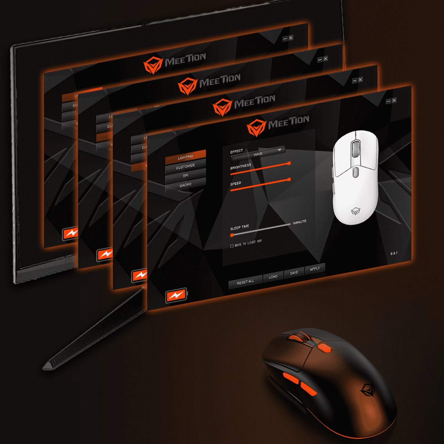 Meetion GW38 Gaming Mouse, Tri-Mode, with Magnetic Charging Dock, 8000DPI