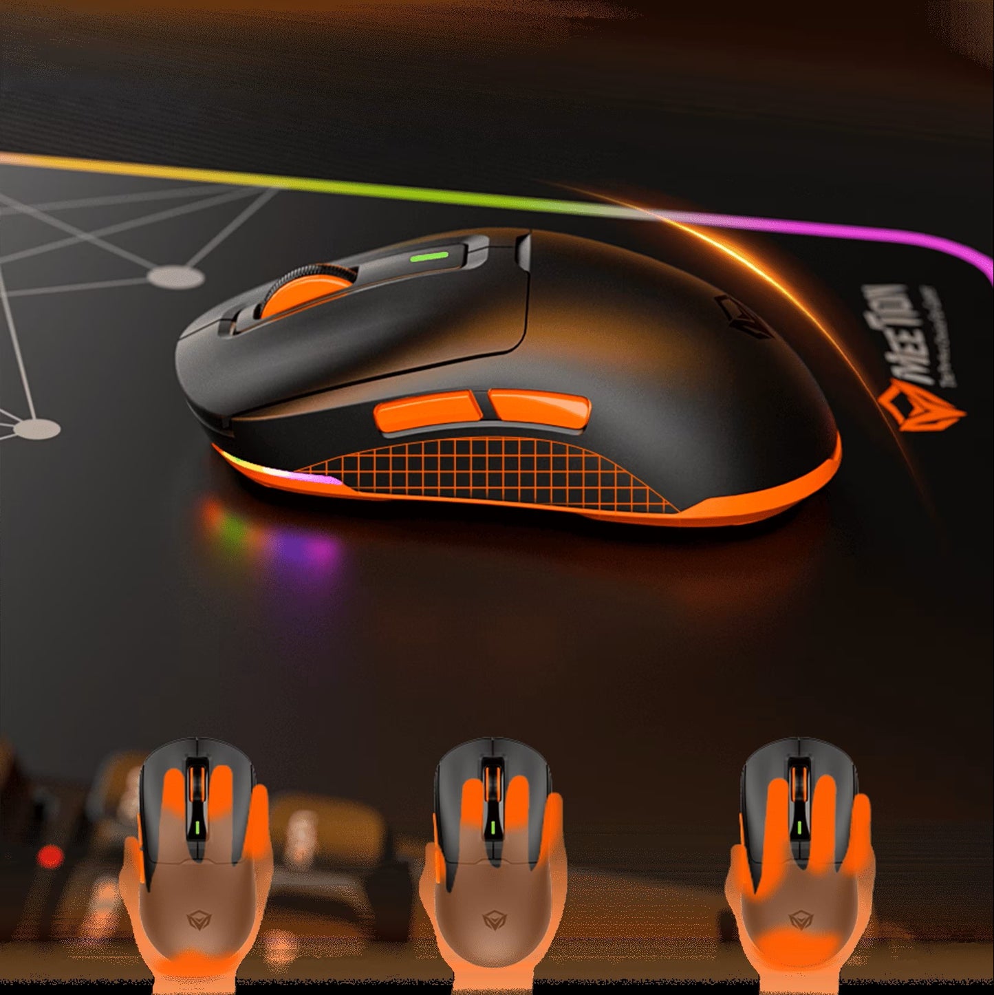 Meetion Air GW24 Gaming Mouse, 2.4GHz Wireless, Bluetooth, Wired, 8000DPI