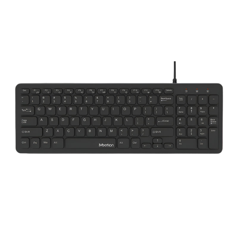 Meetion MT-K410 USB Wired Keyboard, Ultra Thin Chocolate design, Silent