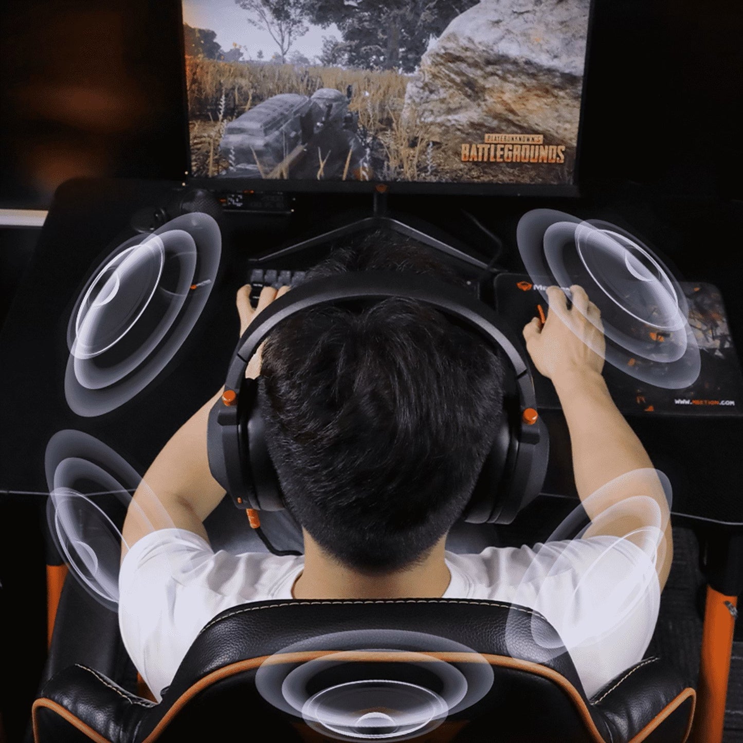 Meetion MT-HP012 Virtual 7.1 Surround Sound USB Gaming Headset, RGB, 3D Sound
