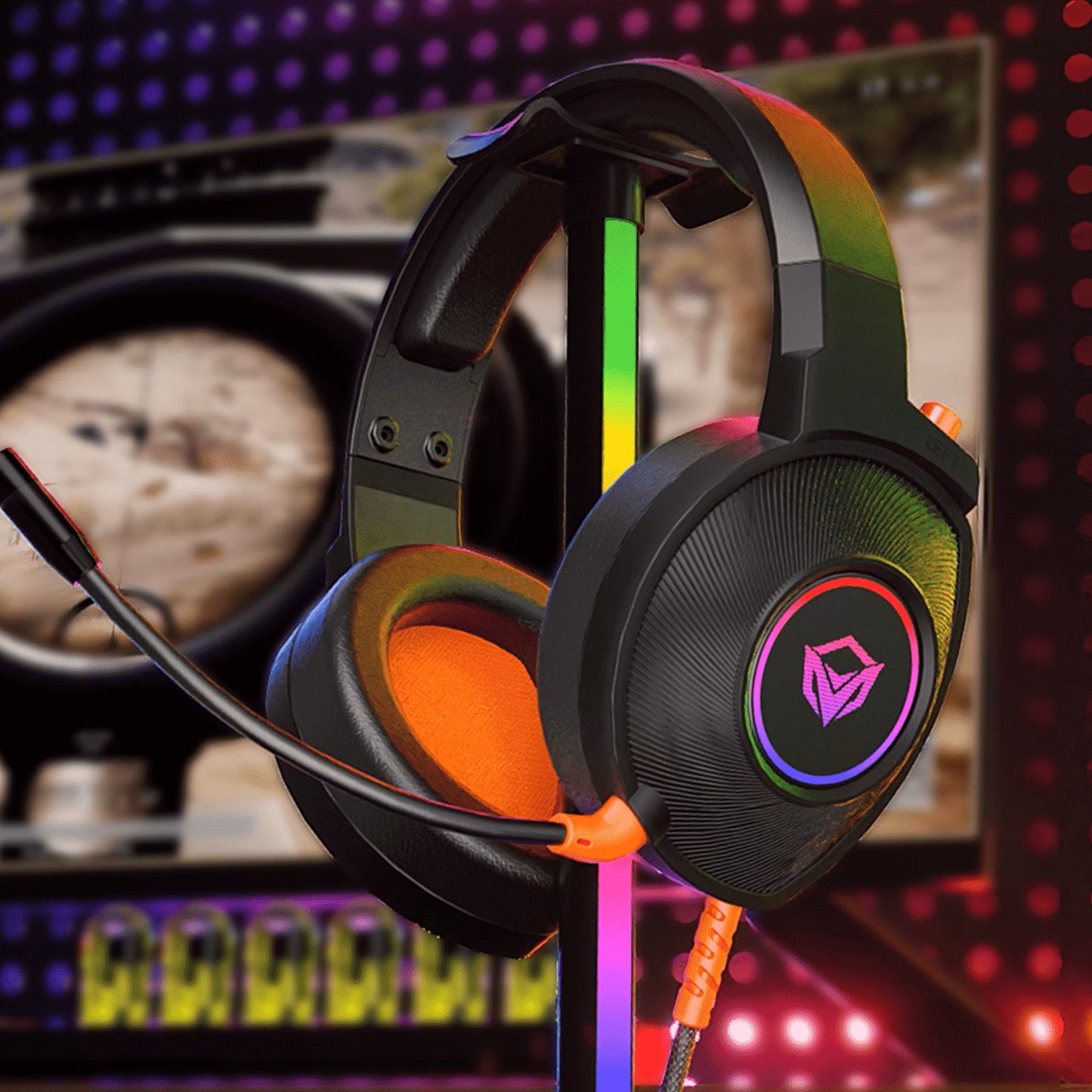 Meetion MT-HP012 Virtual 7.1 Surround Sound USB Gaming Headset, RGB, 3D Sound