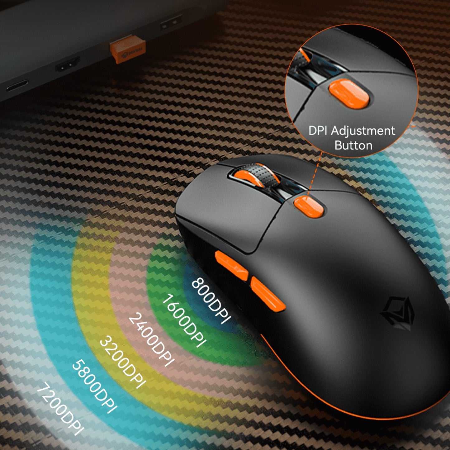Meetion GW38 Gaming Mouse, Tri-Mode, with Magnetic Charging Dock, 8000DPI
