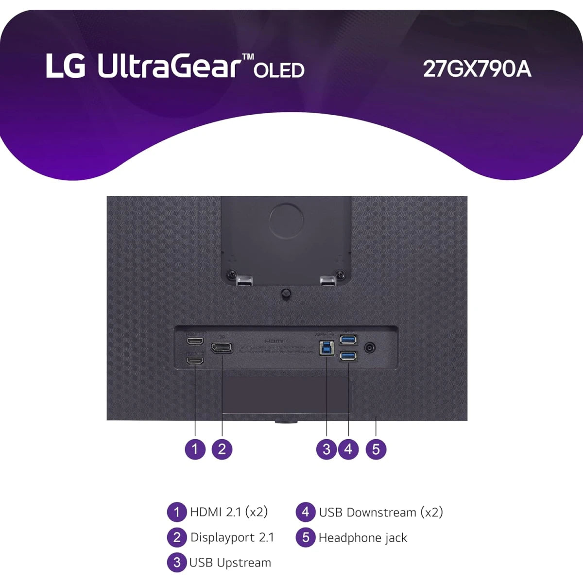LG 27GX790A 480Hz UltraGear™ 27” OLE 2K Adjustable Stand - Black