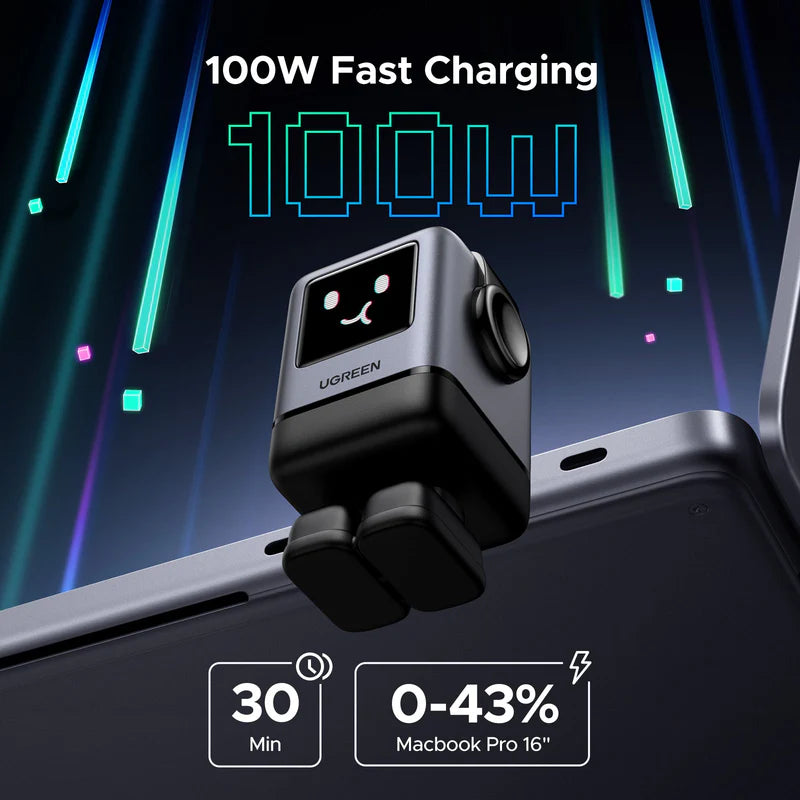 UGREEN Uno 100W 4-Port GaN Fast Charger Groovy Robot Design (Black)