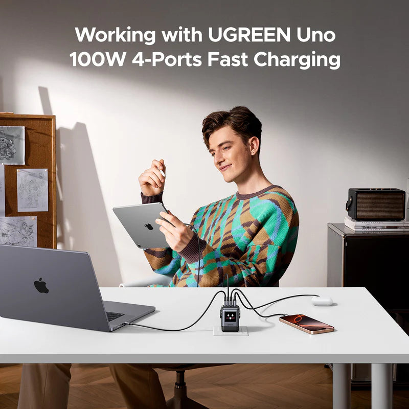 UGREEN Uno 100W 4-Port GaN Fast Charger Groovy Robot Design (Black)